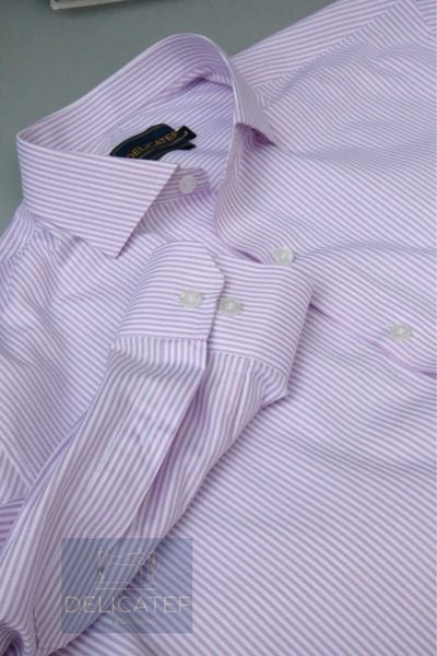 Sơ Mi Cotton Kẻ Tím Lợt nhẹ nhàng 