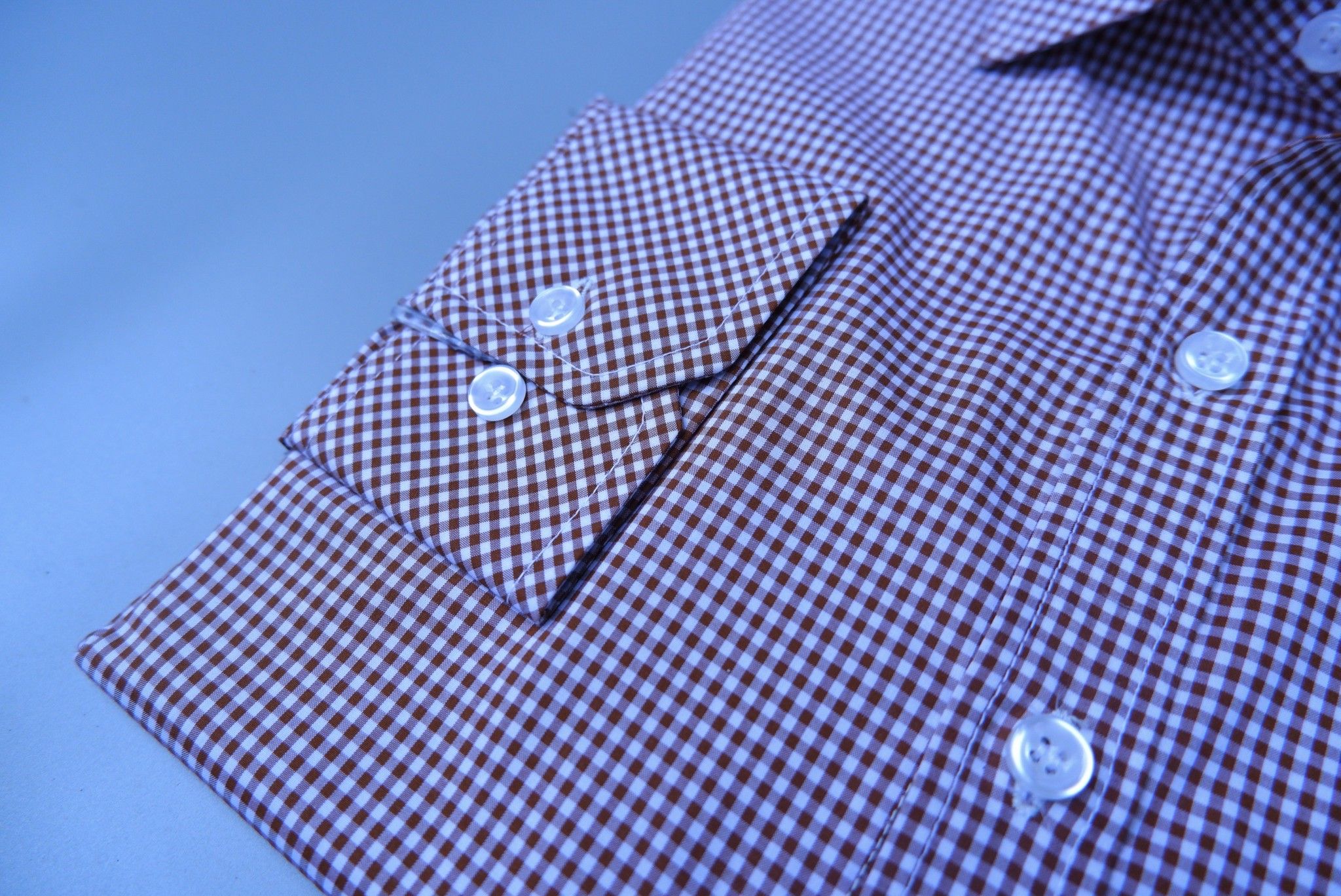  Sơ Mi Ca Rô Nâu - Spread Collar - brown checkered shirt 