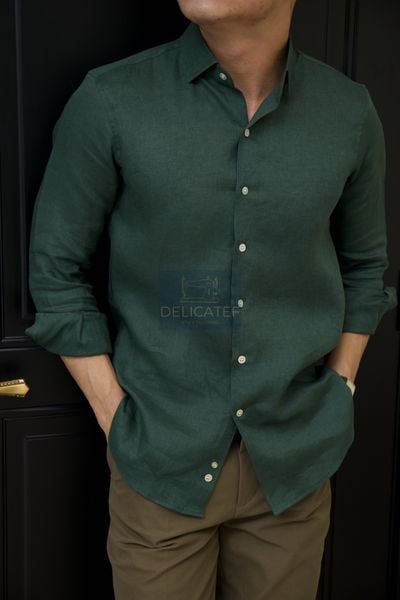  Sơ Mi Linen Xanh Lá (Đậm) - Forest Green 