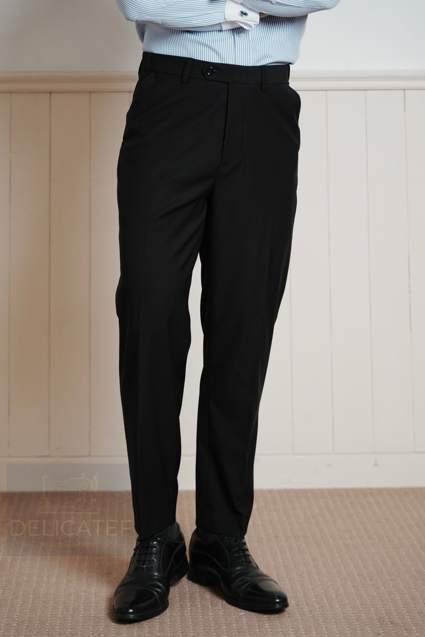  Premium modern Trouser - Quần Âu Cạp đeo thắt lưng cao cấp- đen 