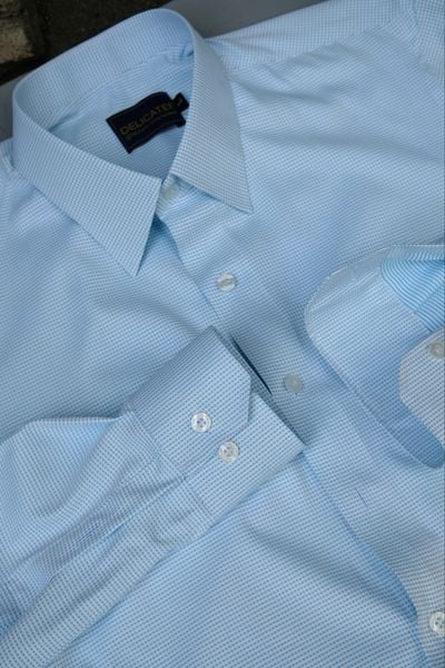  [KHÔNG NHĂN] Sơ Mi Xanh hoạ tiết ô luới nhỏ (Blue Micro check) 
