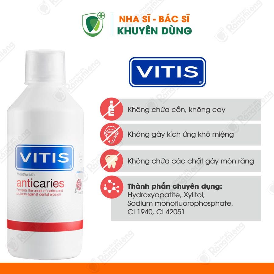 Nước súc miệng ngừa sâu răng Vitis Anticaries 500ml