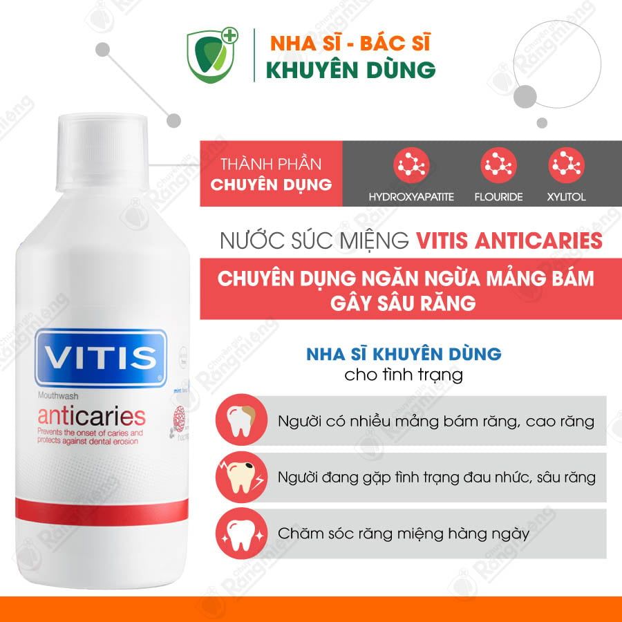 Nước súc miệng ngừa sâu răng Vitis Anticaries 500ml