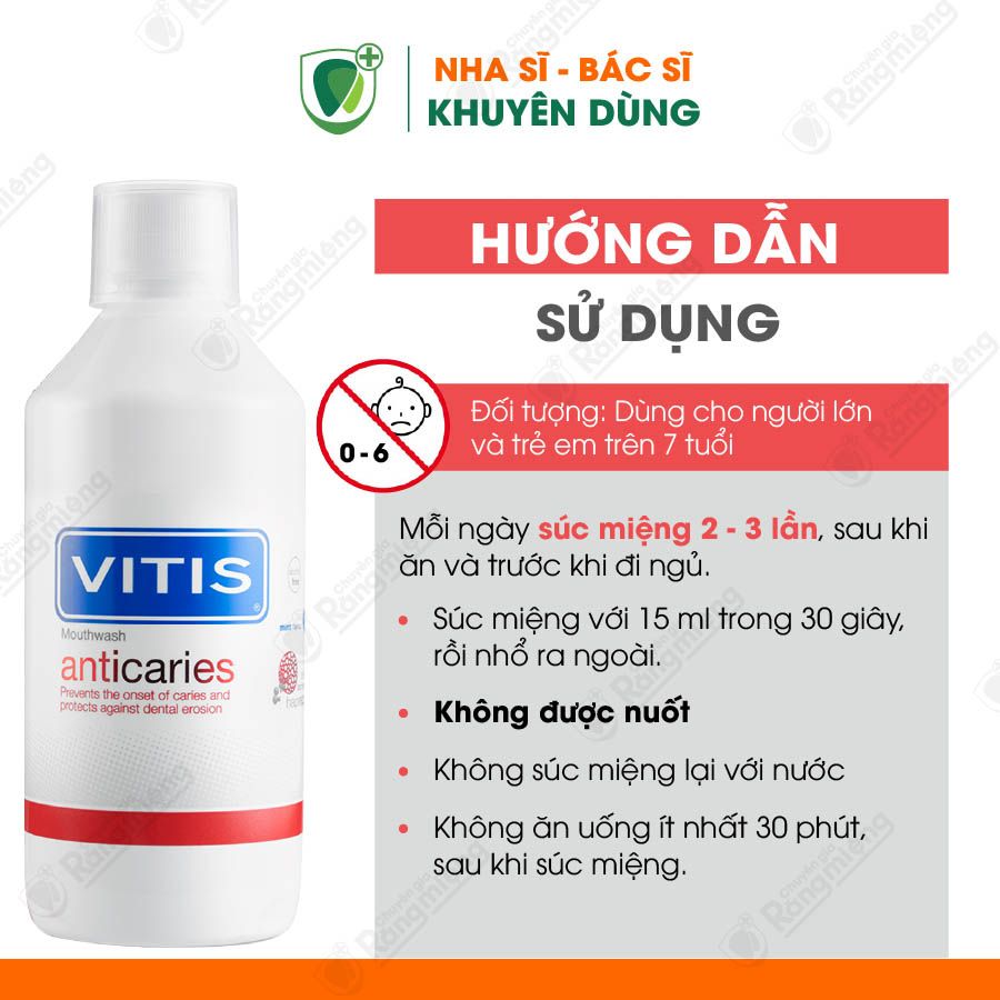 Nước súc miệng ngừa sâu răng Vitis Anticaries 500ml