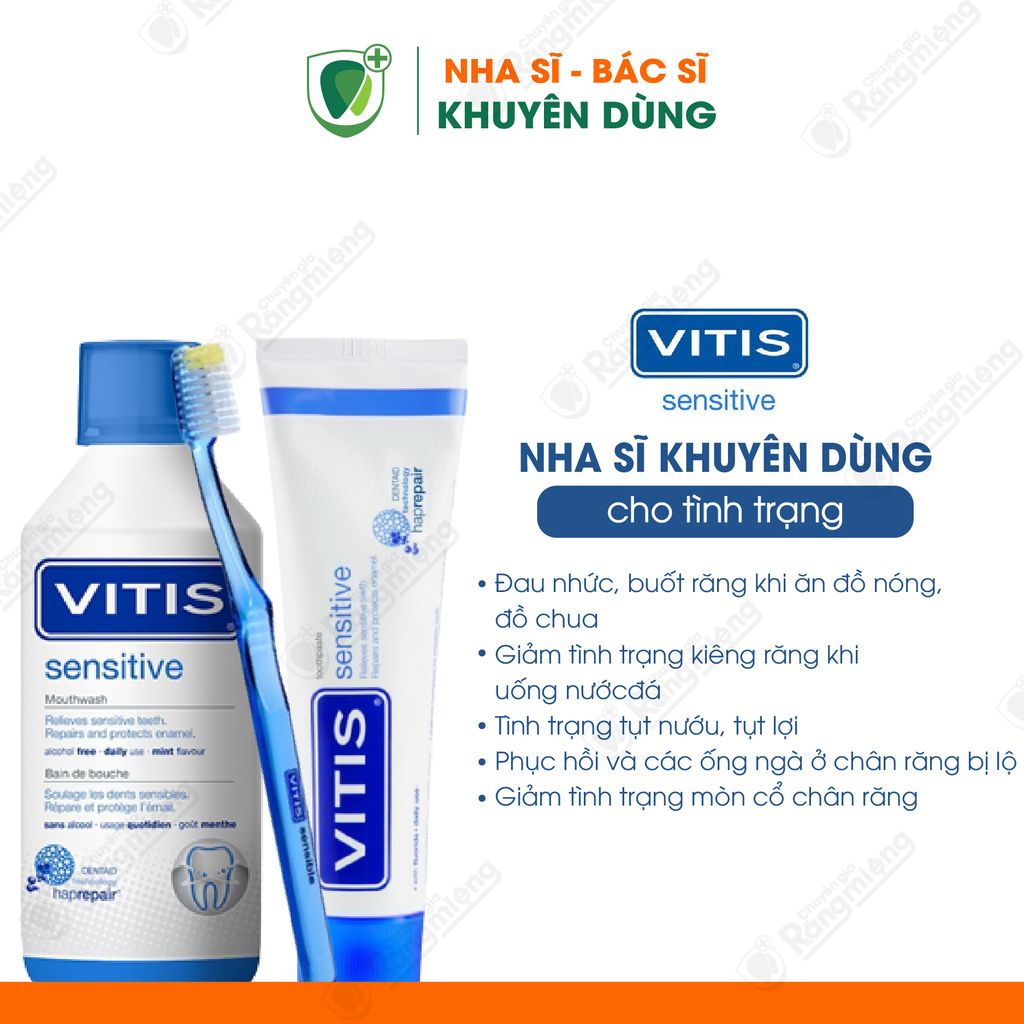 Bộ sản phẩm điều trị và ngăn ngừa ê buốt răng Vitis Sensitive Mixed Pack