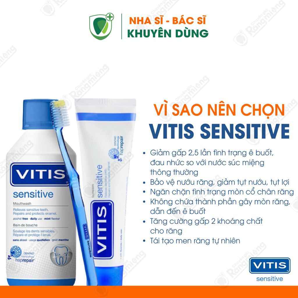 Bộ sản phẩm điều trị và ngăn ngừa ê buốt răng Vitis Sensitive Mixed Pack