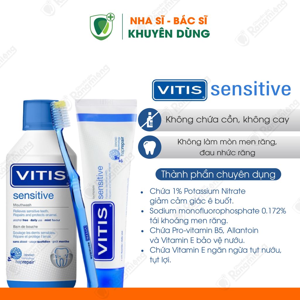 Bộ sản phẩm điều trị và ngăn ngừa ê buốt răng Vitis Sensitive Mixed Pack