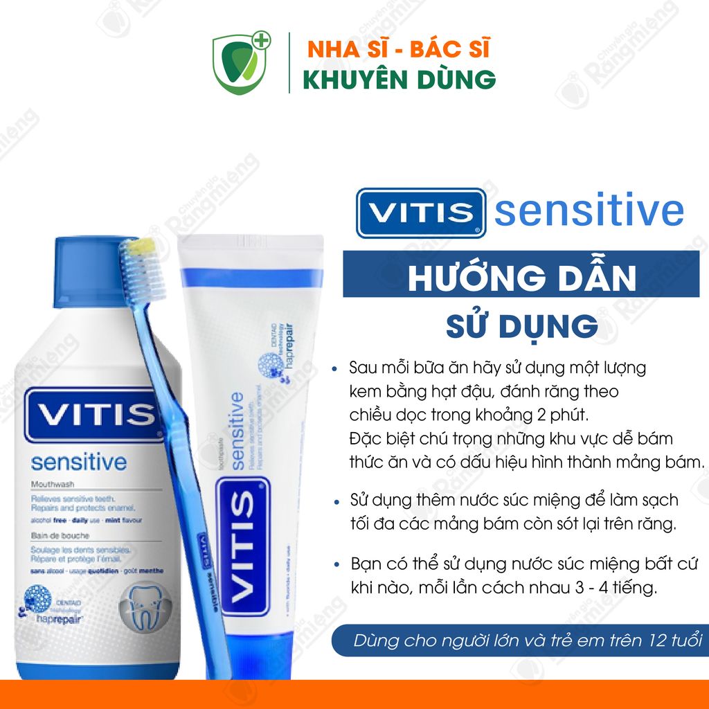 Bộ sản phẩm điều trị và ngăn ngừa ê buốt răng Vitis Sensitive Mixed Pack