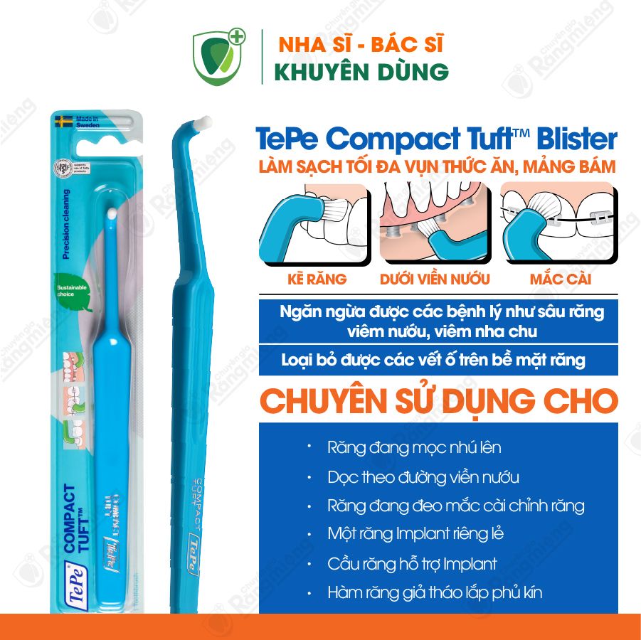 Bàn chải đánh răng hình đầu vòm Tepe Compact Tuft