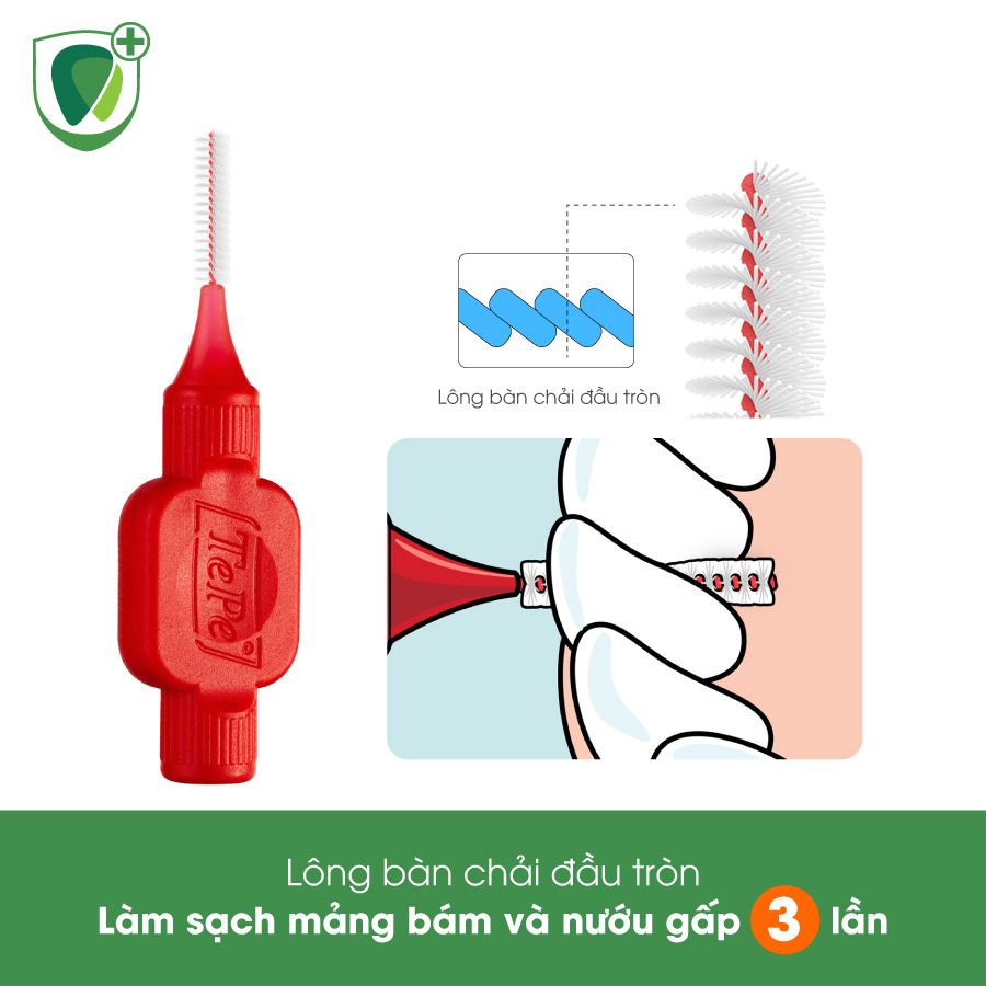 Bàn chải kẽ răng cơ bản Tepe IDB 0.5mm màu đỏ Original Red