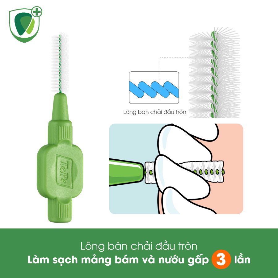 Bàn chải kẽ răng cơ bản Tepe IDB 0.8mm xanh lá Original Green