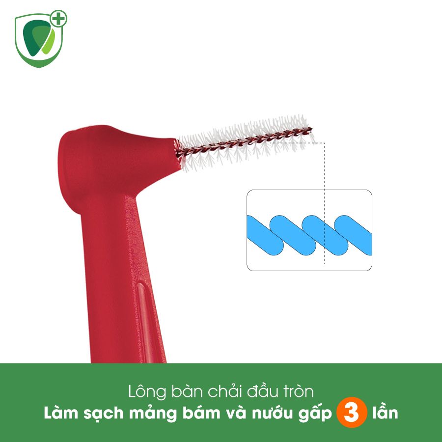 Bàn chải kẽ răng góc Tepe IDB 0.5mm đỏ Angle Red