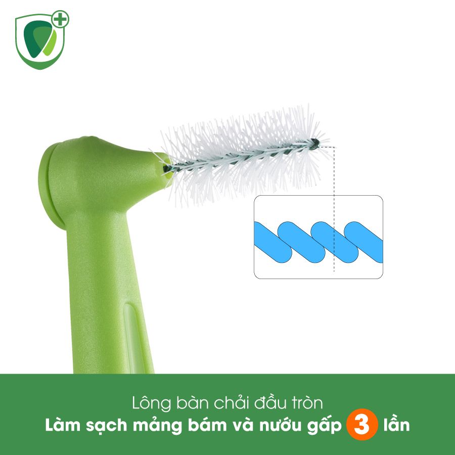 Bàn chải kẽ răng góc Tepe IDB 0.8mm xanh lá Angle Green