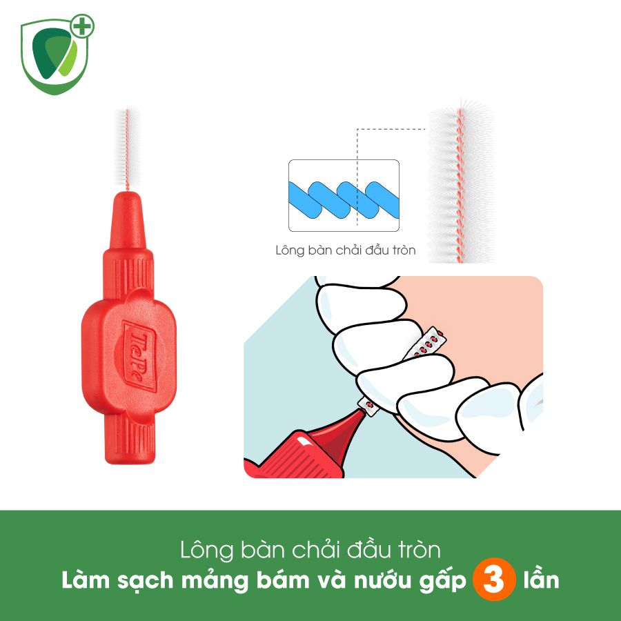 Bàn chải kẽ răng siêu mềm Tepe IDB 0.5mm màu đỏ X-soft Red