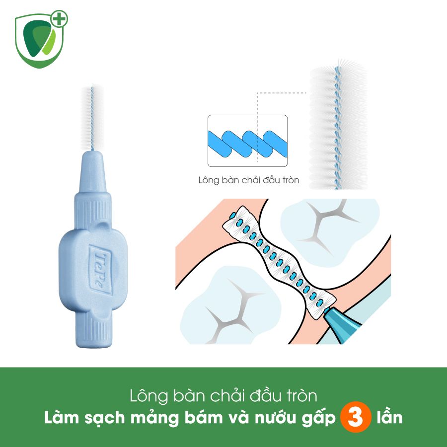 Bàn chải kẽ răng siêu mềm Tepe IDB 0.6mm xanh lam X-soft Blue