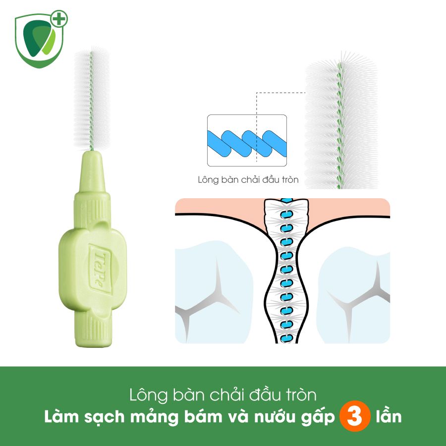 Bàn chải kẽ răng siêu mềm Tepe IDB 0.8mm xanh lá X-soft Green