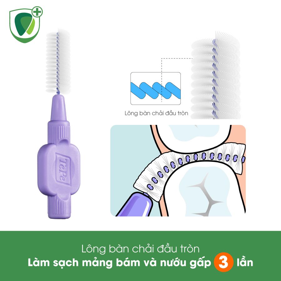 Bàn chải kẽ răng siêu mềm Tepe IDB 1.1mm màu tím X-soft Purple