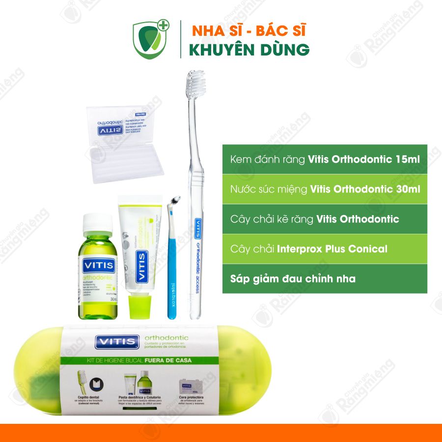 Bộ sản phẩm chăm sóc răng chỉnh nha Vitis Orthodontic Access Kit (4 món)