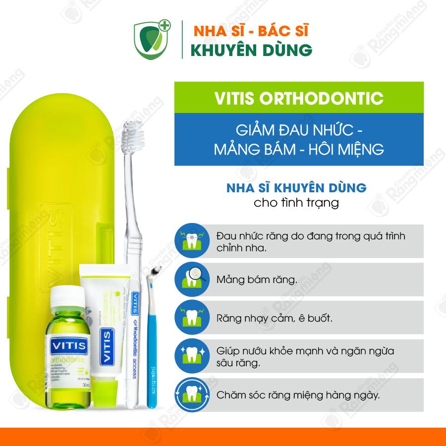 Bộ sản phẩm chăm sóc răng chỉnh nha Vitis Orthodontic Access Kit (4 món)