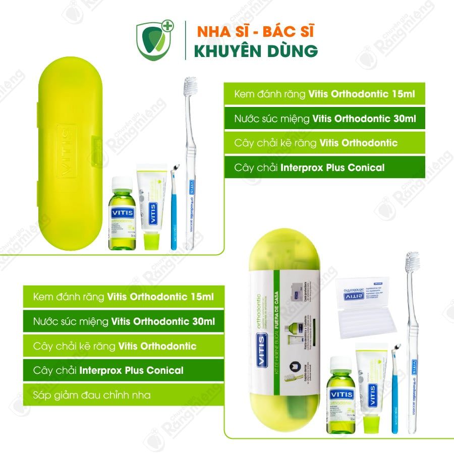 Bộ sản phẩm chăm sóc răng chỉnh nha Vitis Orthodontic Access Kit (4 món)