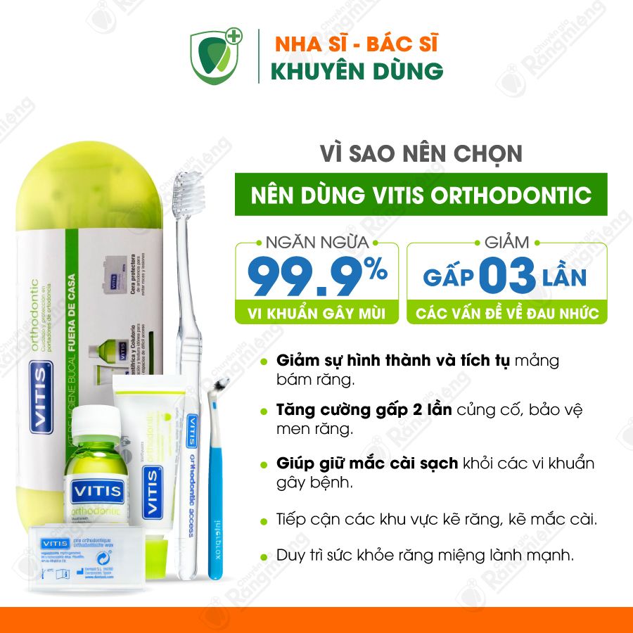 Bộ sản phẩm chăm sóc răng chỉnh nha 5 món Vitis Orthodontic Access Kit