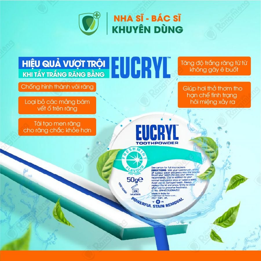 Bột đánh răng tẩy trắng Eucryl Toothpowder 50g