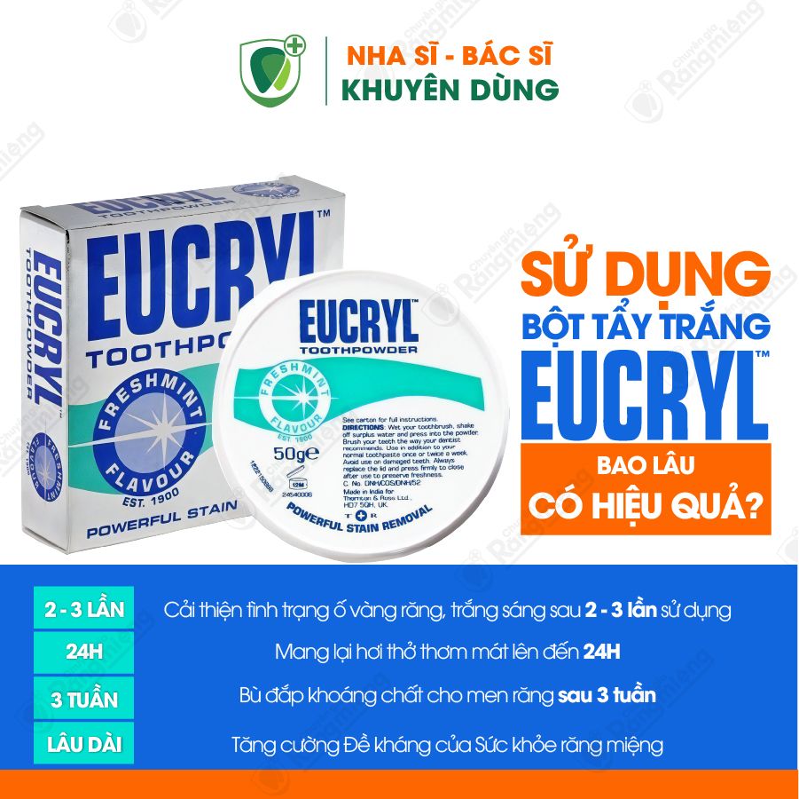 Bột đánh răng tẩy trắng Eucryl Toothpowder 50g