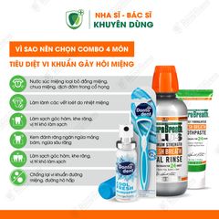 Combo 4 món dành cho tình trạng hôi miệng, Gồm kem đánh răng, nước súc miệng, xịt thơm miệng, cây cạo lưỡi