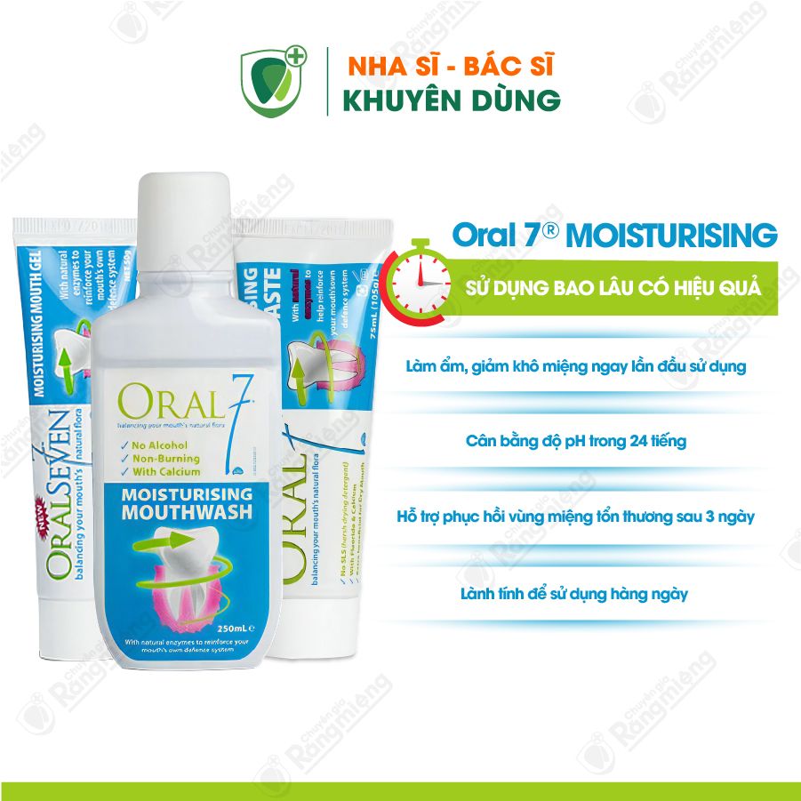 Combo 3 món giữ ẩm, giảm khô miệng tức thì Oral7 Moisturising, chính hãng Anh