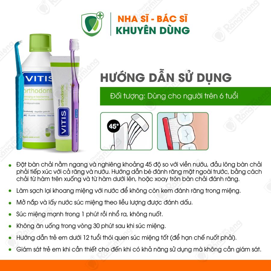 Combo vệ sinh răng niềng, Bộ 3 món Vitis Orthondontic và cây chải kẽ răng Tepe Compact Tuft™ Blister