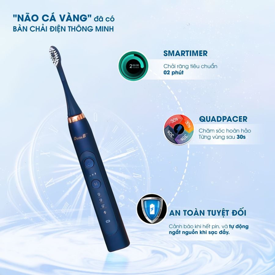 Bàn Chải Điện Denta.B Pro 9 Cấp Độ - Sạch Sâu Êm Nướu CHUẨN CHÂU ÂU Bảo Hành 12 tháng