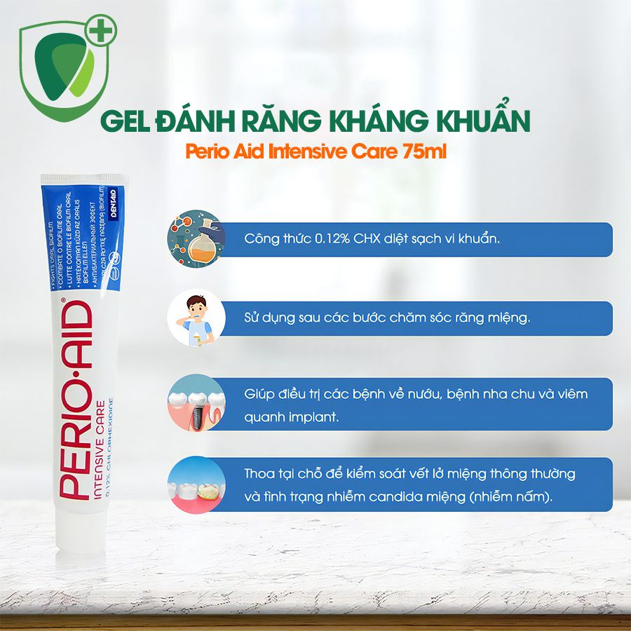 Gel đánh răng kháng khuẩn Perio Aid Intensive Care 75ml