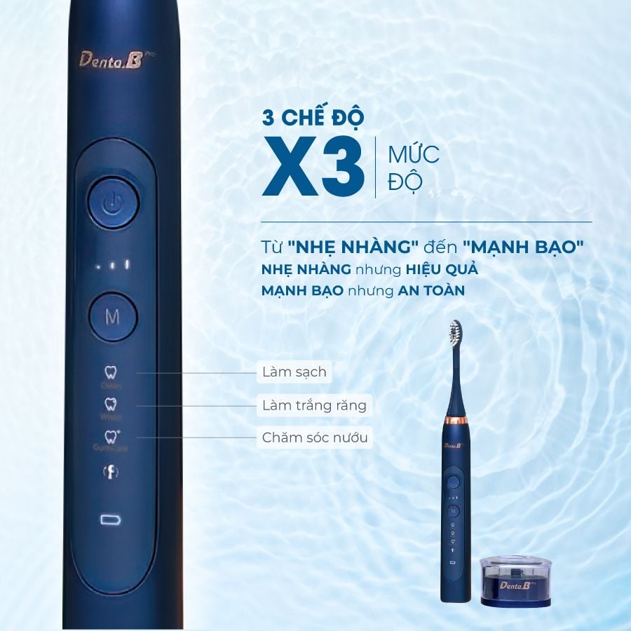 Bàn Chải Điện Denta.B Pro 9 Cấp Độ - Sạch Sâu Êm Nướu CHUẨN CHÂU ÂU Bảo Hành 12 tháng