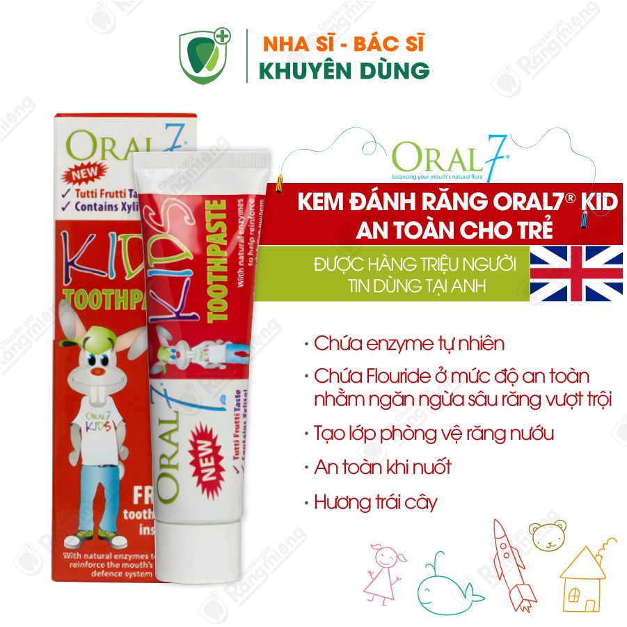 Kem đánh răng trẻ em Oral7 dành cho trẻ em từ 3-12 tuổi - 50ml