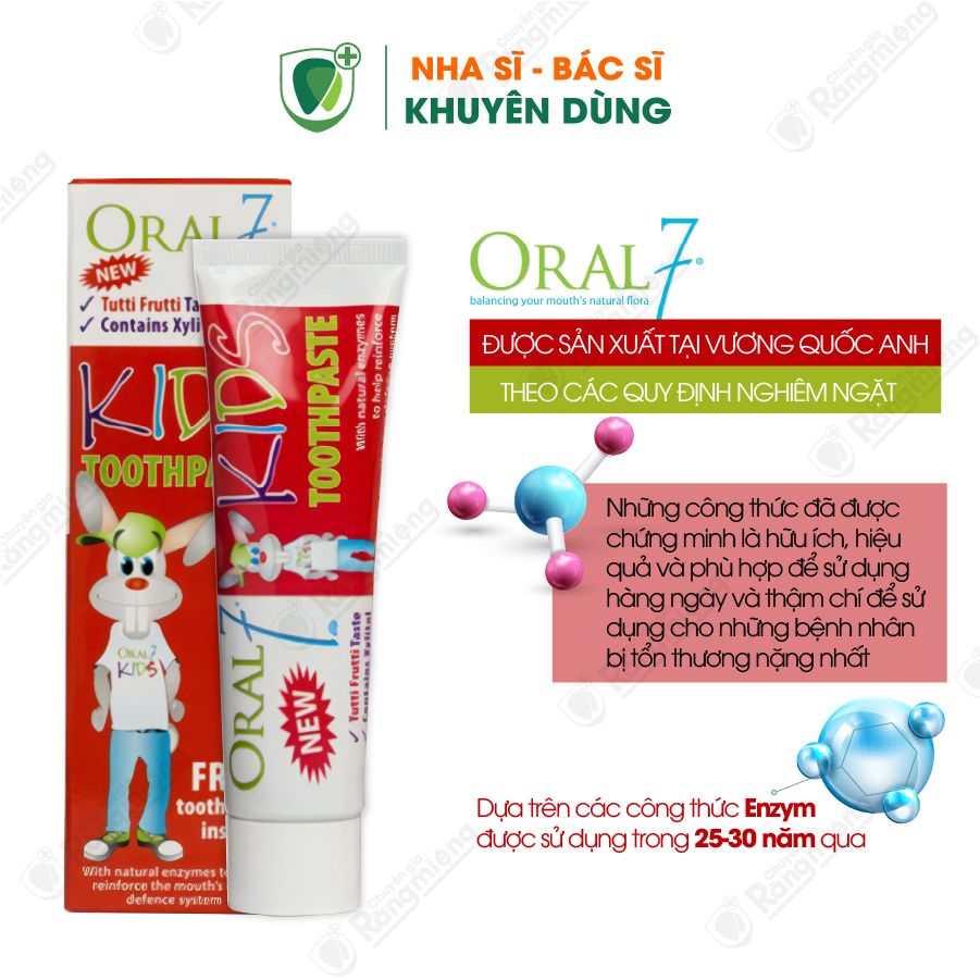 Kem đánh răng trẻ em Oral7 dành cho trẻ em từ 3-12 tuổi - 50ml