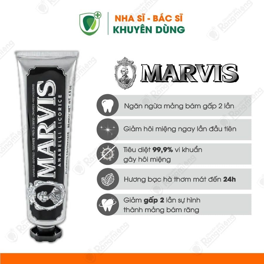 Kem Đánh Răng Marvis Amarelli Mint (màu đen) 85ml
