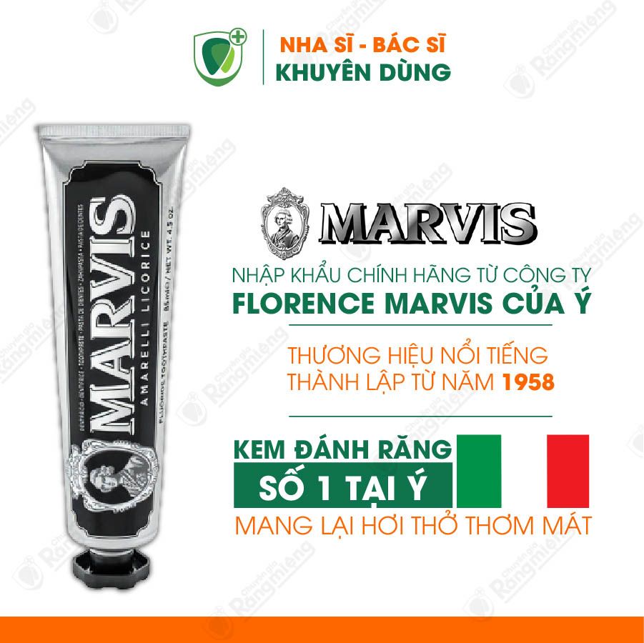 Kem Đánh Răng Marvis Amarelli Mint (màu đen) 85ml