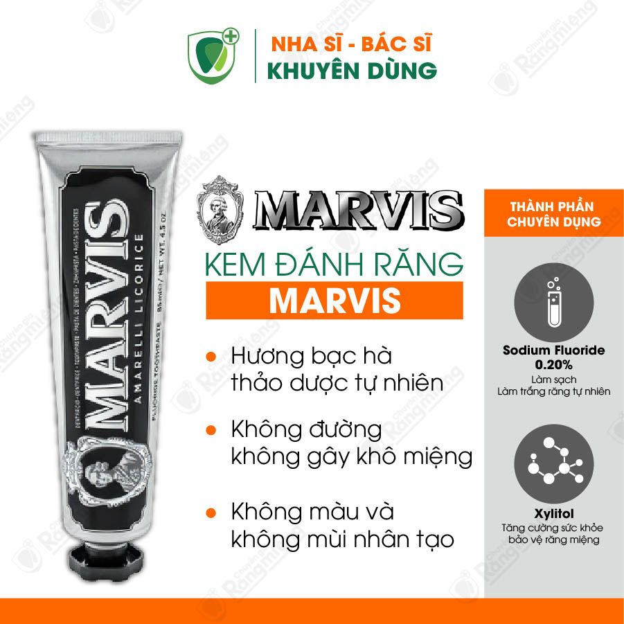 Kem Đánh Răng Marvis Amarelli Mint (màu đen) 85ml