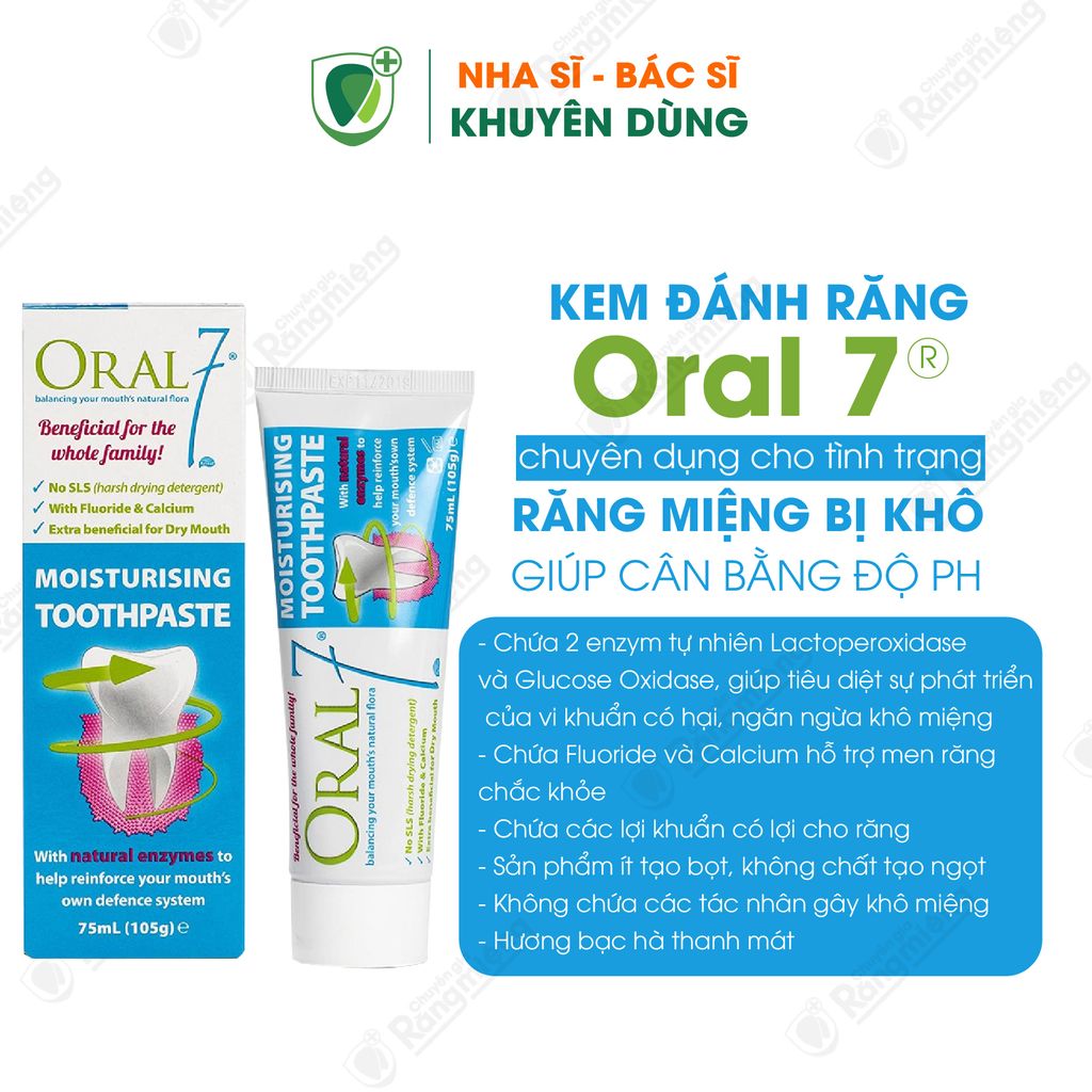 Kem đánh răng giữ ẩm Oral7 Moisturising Toothpaste 75ml/105gr