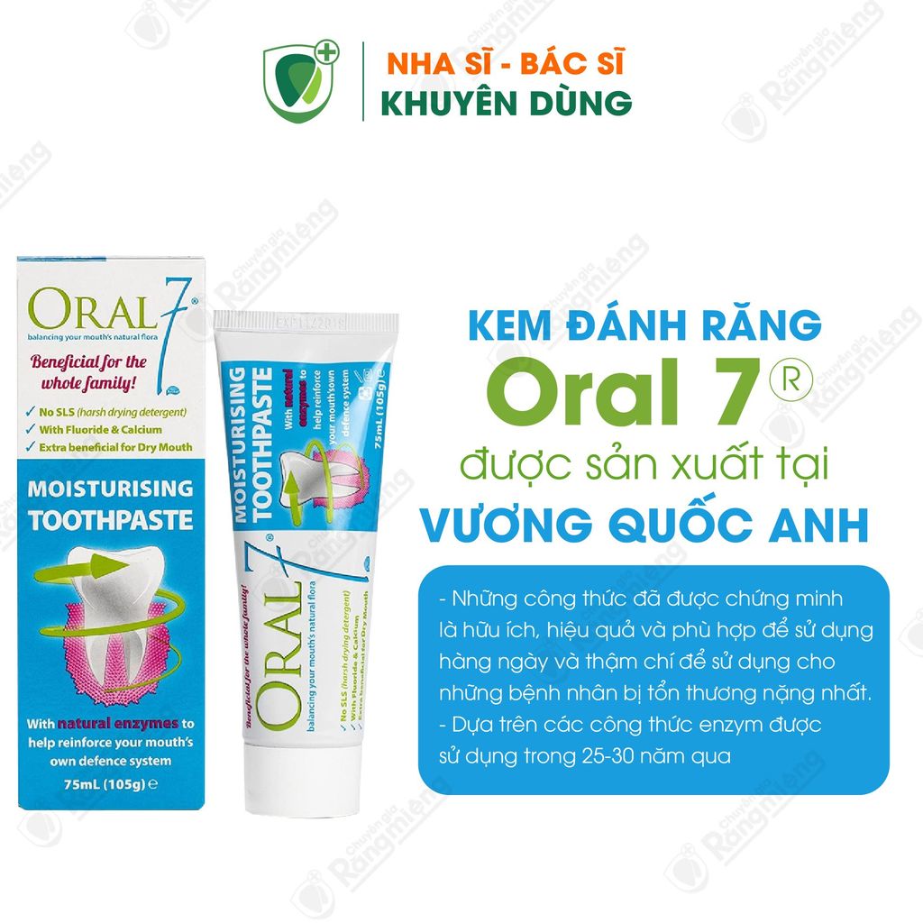 Kem đánh răng giữ ẩm Oral7 Moisturising Toothpaste 75ml/105gr