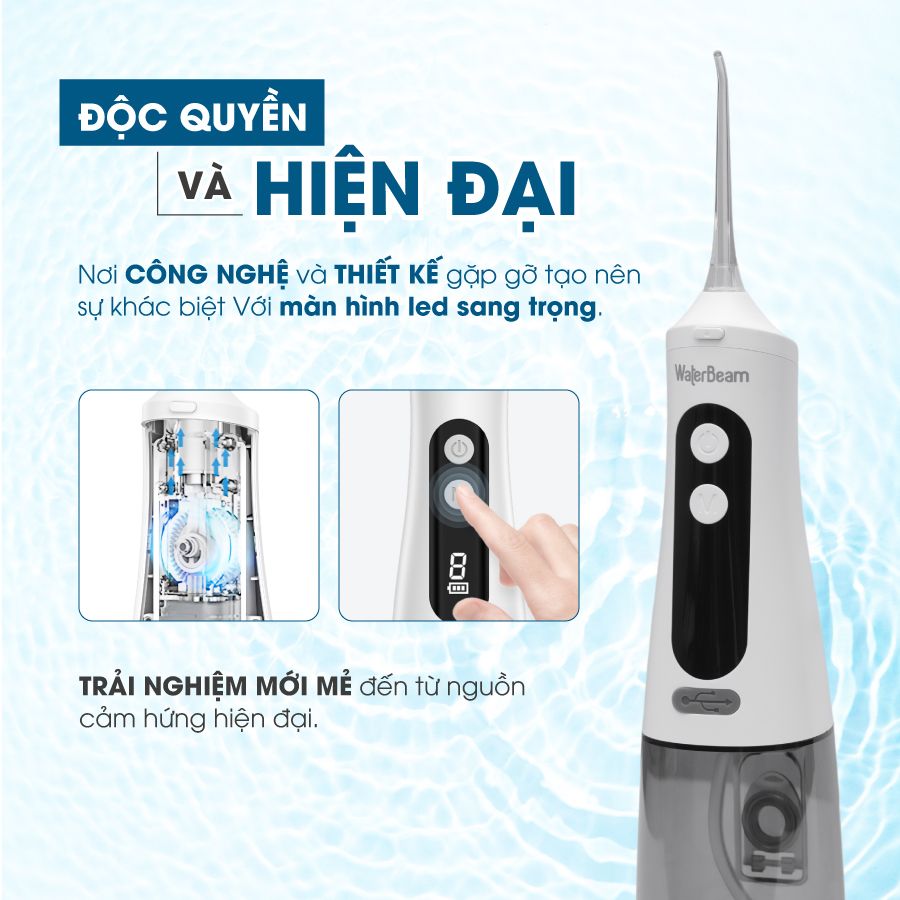 Tăm Nước WaterBeam Chuyên dụng cho răng niềng Bản Mới Nâng cấp Với 9 Cấp Độ, Dung Tích 350ml Bảo hành 12 tháng