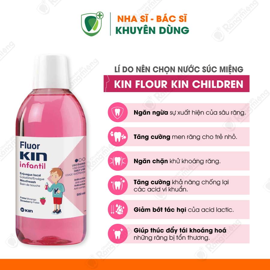 Nước súc miệng Fluor Kin Children Infantil 500ml