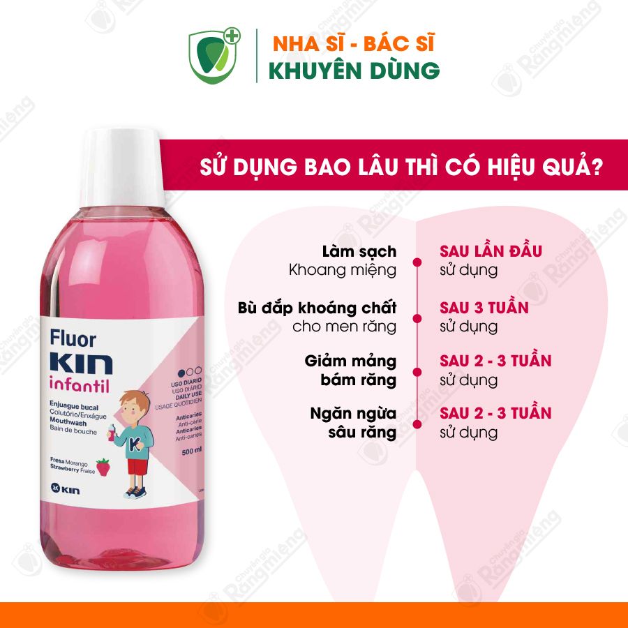 Nước súc miệng Fluor Kin Children Infantil 500ml