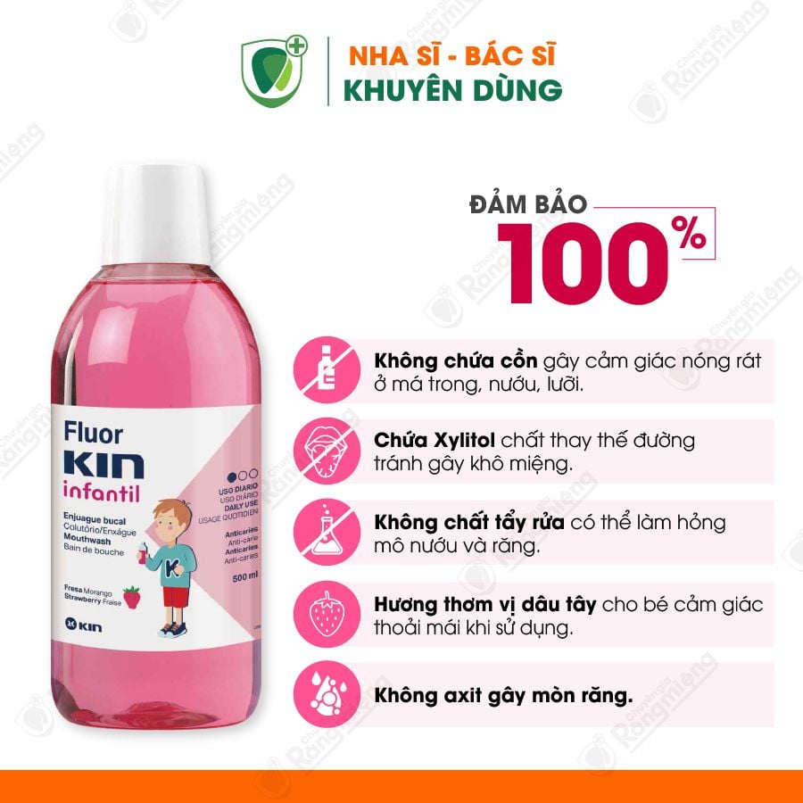 Nước súc miệng Fluor Kin Children Infantil 500ml