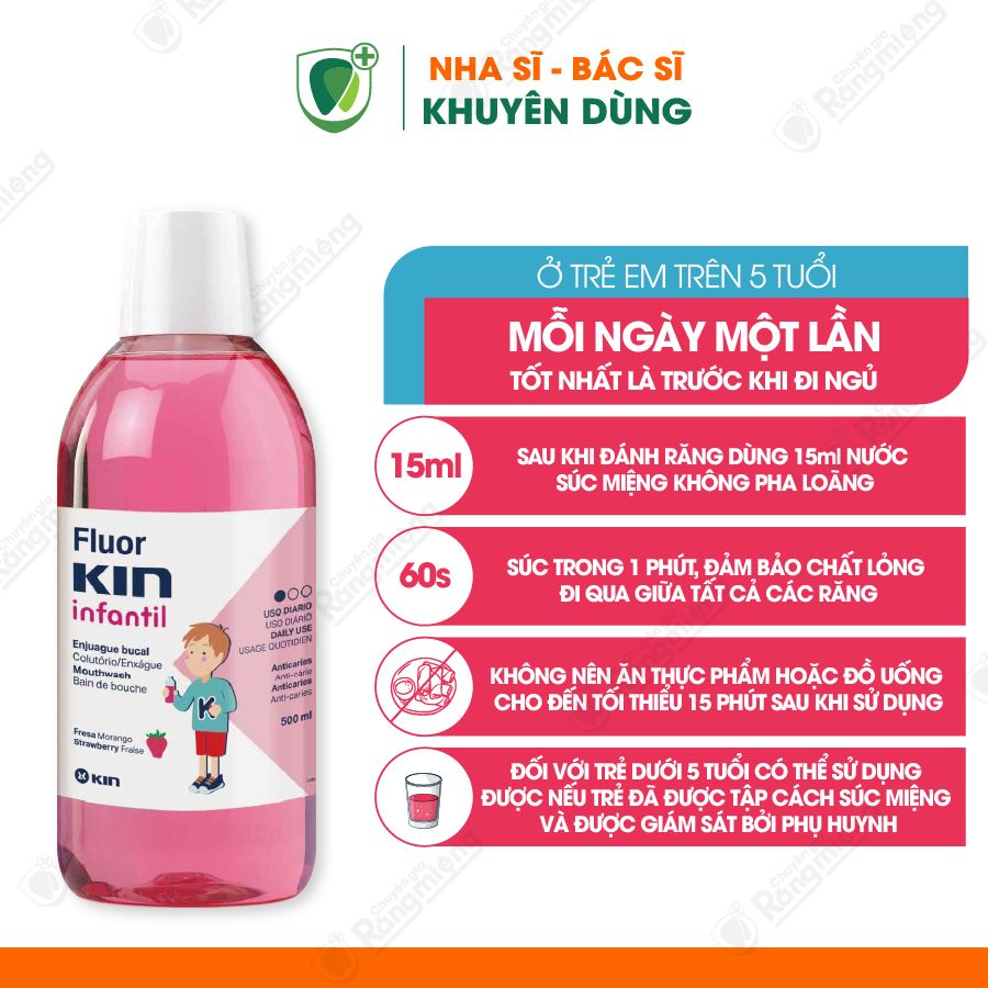 Nước súc miệng Fluor Kin Children Infantil 500ml