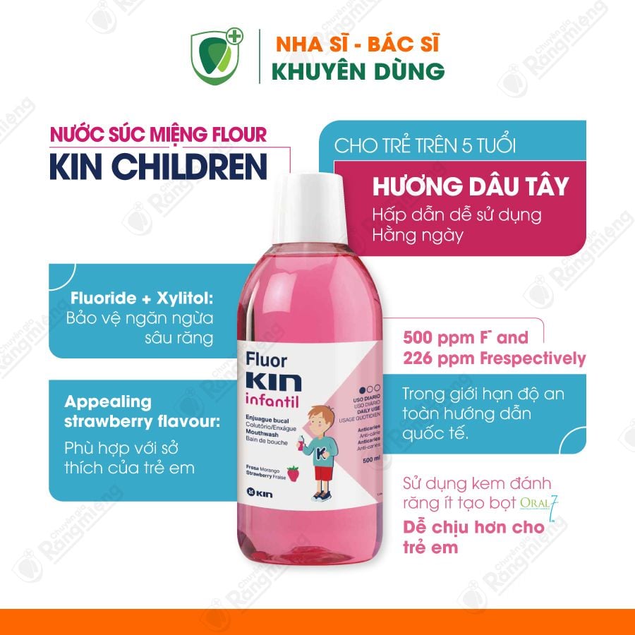 Nước súc miệng Fluor Kin Children Infantil 500ml