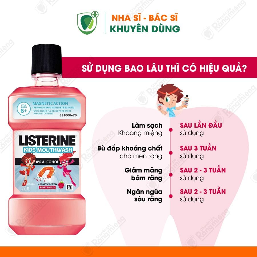 Nước súc miệng trẻ em Listerine Kids Mouthwash 250ml