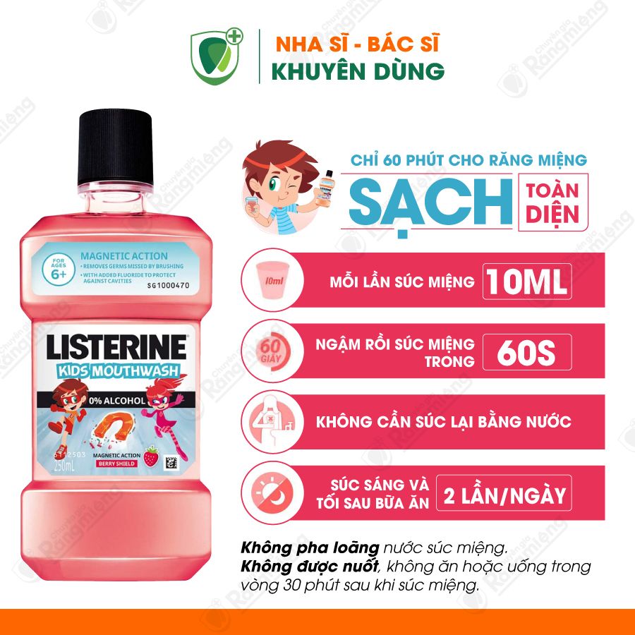 Nước súc miệng trẻ em Listerine Kids Mouthwash 250ml