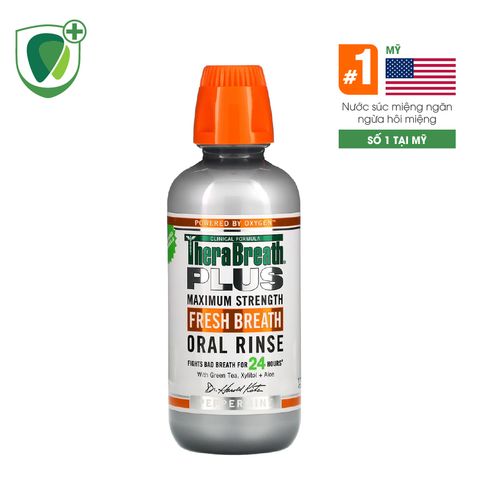 Nước Súc Miệng ngăn Hôi Miệng Số 1 Tại Mỹ - Therabreath Plus Oral Rinse Peppermint - Chai 473ml