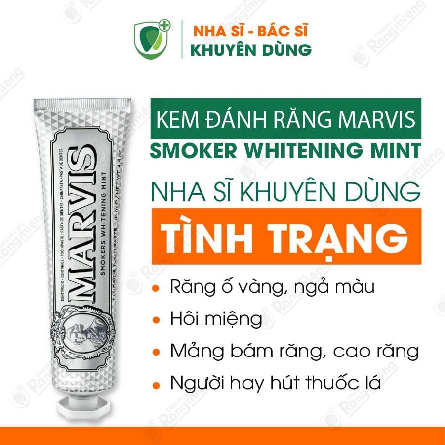 Kem đánh răng Marvis Classic 85ml - Smoker Whitening Mint 85ml (màu trắng)